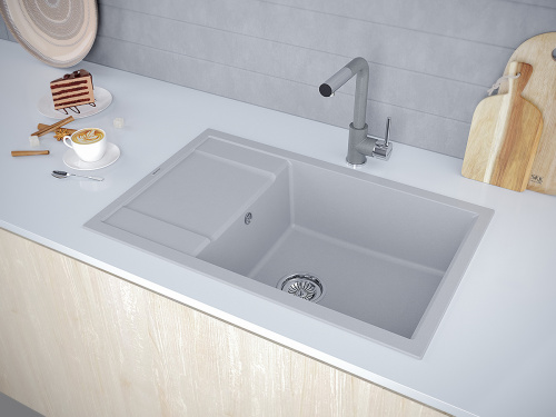 Кухонная мойка Paulmark FLUGEN 60 PM317850-GRM 80х50 цвет серый - фото 3